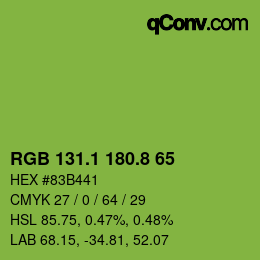 カラーコード: RGB 131.1 180.8 65 | qconv.com