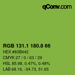 カラーコード: RGB 131.1 180.8 66 | qconv.com
