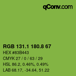 カラーコード: RGB 131.1 180.8 67 | qconv.com