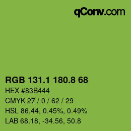 カラーコード: RGB 131.1 180.8 68 | qconv.com