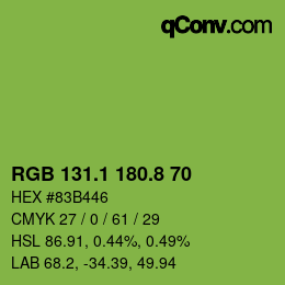 カラーコード: RGB 131.1 180.8 70 | qconv.com