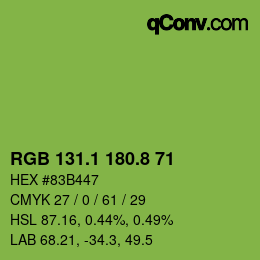カラーコード: RGB 131.1 180.8 71 | qconv.com