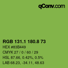 カラーコード: RGB 131.1 180.8 73 | qconv.com