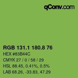 カラーコード: RGB 131.1 180.8 76 | qconv.com