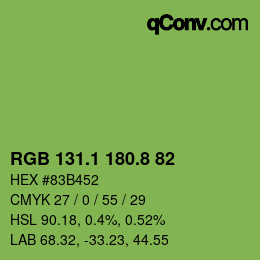 カラーコード: RGB 131.1 180.8 82 | qconv.com
