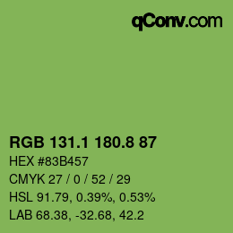 カラーコード: RGB 131.1 180.8 87 | qconv.com