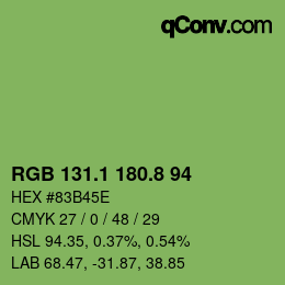 カラーコード: RGB 131.1 180.8 94 | qconv.com