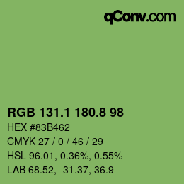 カラーコード: RGB 131.1 180.8 98 | qconv.com