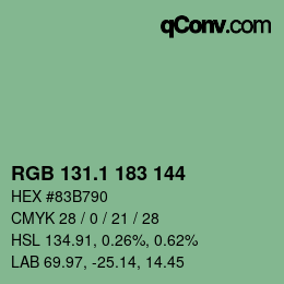 カラーコード: RGB 131.1 183 144 | qconv.com