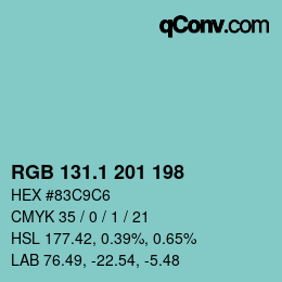 Color code: RGB 131.1 201 198 | qconv.com
