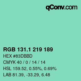 カラーコード: RGB 131.1 219 189 | qconv.com