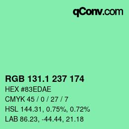 カラーコード: RGB 131.1 237 174 | qconv.com