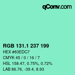 カラーコード: RGB 131.1 237 199 | qconv.com