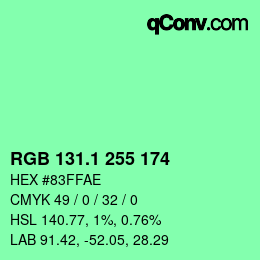 カラーコード: RGB 131.1 255 174 | qconv.com