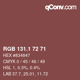 カラーコード: RGB 131.1 72 71 | qconv.com