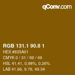 カラーコード: RGB 131.1 90.8 1 | qconv.com