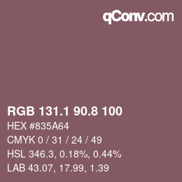Color code: RGB 131.1 90.8 100 | qconv.com