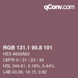 Color code: RGB 131.1 90.8 101 | qconv.com