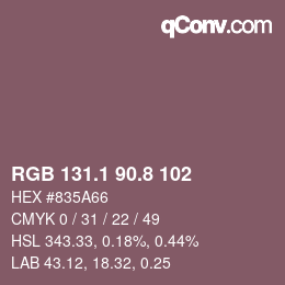 Color code: RGB 131.1 90.8 102 | qconv.com