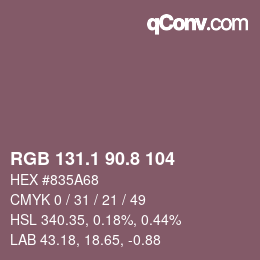 Color code: RGB 131.1 90.8 104 | qconv.com