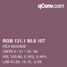 カラーコード: RGB 131.1 90.8 107 | qconv.com