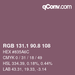 カラーコード: RGB 131.1 90.8 108 | qconv.com