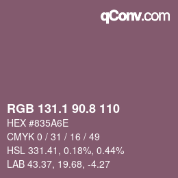 Color code: RGB 131.1 90.8 110 | qconv.com