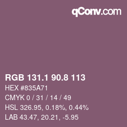 カラーコード: RGB 131.1 90.8 113 | qconv.com