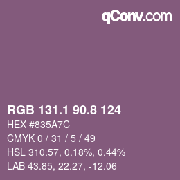 カラーコード: RGB 131.1 90.8 124 | qconv.com