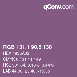 カラーコード: RGB 131.1 90.8 130 | qconv.com