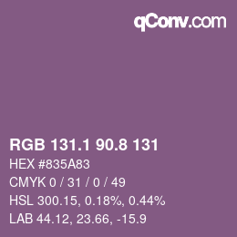 Color code: RGB 131.1 90.8 131 | qconv.com