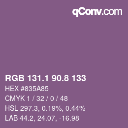 カラーコード: RGB 131.1 90.8 133 | qconv.com