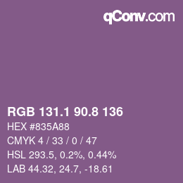 Color code: RGB 131.1 90.8 136 | qconv.com