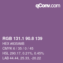 カラーコード: RGB 131.1 90.8 139 | qconv.com