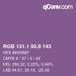 カラーコード: RGB 131.1 90.8 143 | qconv.com