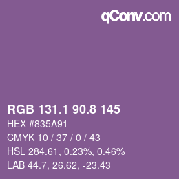 カラーコード: RGB 131.1 90.8 145 | qconv.com