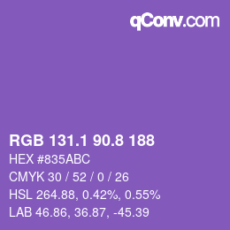 カラーコード: RGB 131.1 90.8 188 | qconv.com