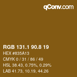 Color code: RGB 131.1 90.8 19 | qconv.com