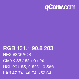 カラーコード: RGB 131.1 90.8 203 | qconv.com