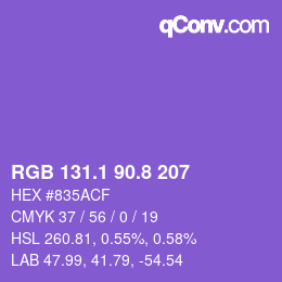 カラーコード: RGB 131.1 90.8 207 | qconv.com