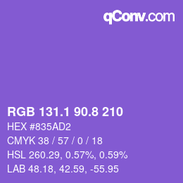 カラーコード: RGB 131.1 90.8 210 | qconv.com