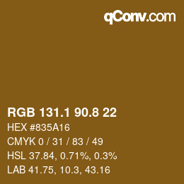 Color code: RGB 131.1 90.8 22 | qconv.com