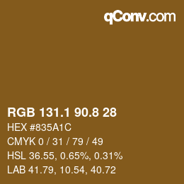 Color code: RGB 131.1 90.8 28 | qconv.com