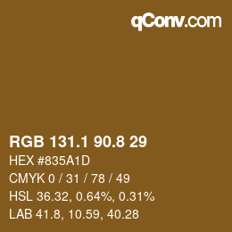 Farbcode: RGB 131.1 90.8 29 | qconv.com