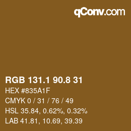 Color code: RGB 131.1 90.8 31 | qconv.com