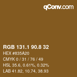 Color code: RGB 131.1 90.8 32 | qconv.com