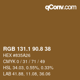 Color code: RGB 131.1 90.8 38 | qconv.com