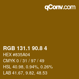 カラーコード: RGB 131.1 90.8 4 | qconv.com