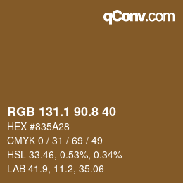 カラーコード: RGB 131.1 90.8 40 | qconv.com