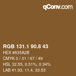 Color code: RGB 131.1 90.8 43 | qconv.com